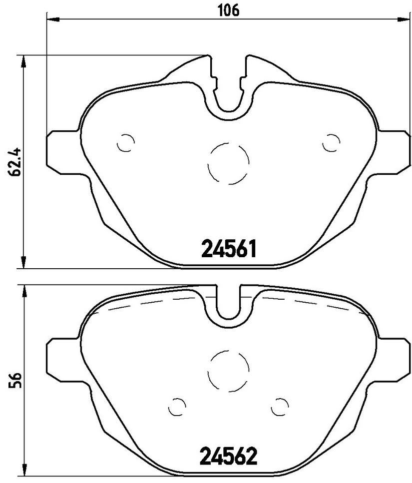 BMW Disc Brake Pad Set - Rear (Low-Metallic) 34216862202 - Brembo P06064